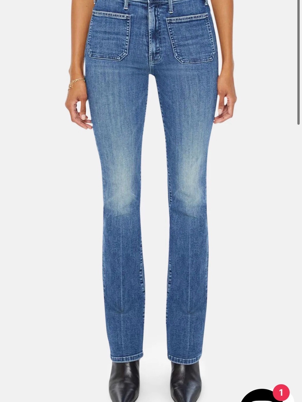 MOTHER Straight-Leg Jeans in Medium Blue Wash